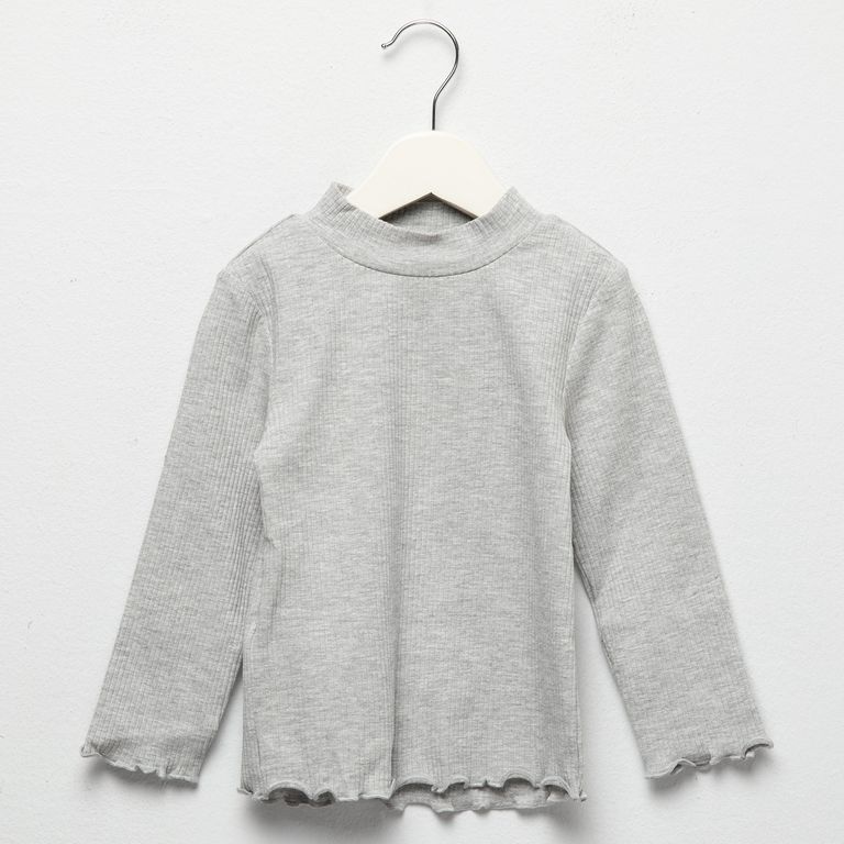 MANGO KIDS Polera Canalé Cuello Alto Bebé Niña