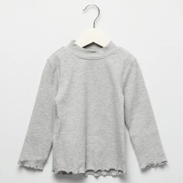 Polera Canalé Cuello Alto Bebé Niña