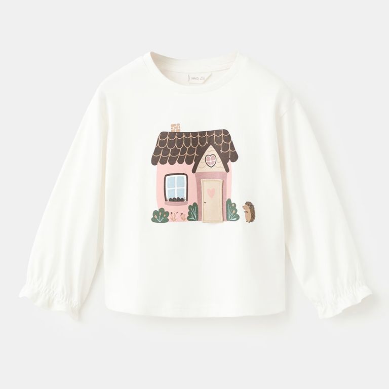 MANGO KIDS Polera Algodón Estampada Bebé Niña