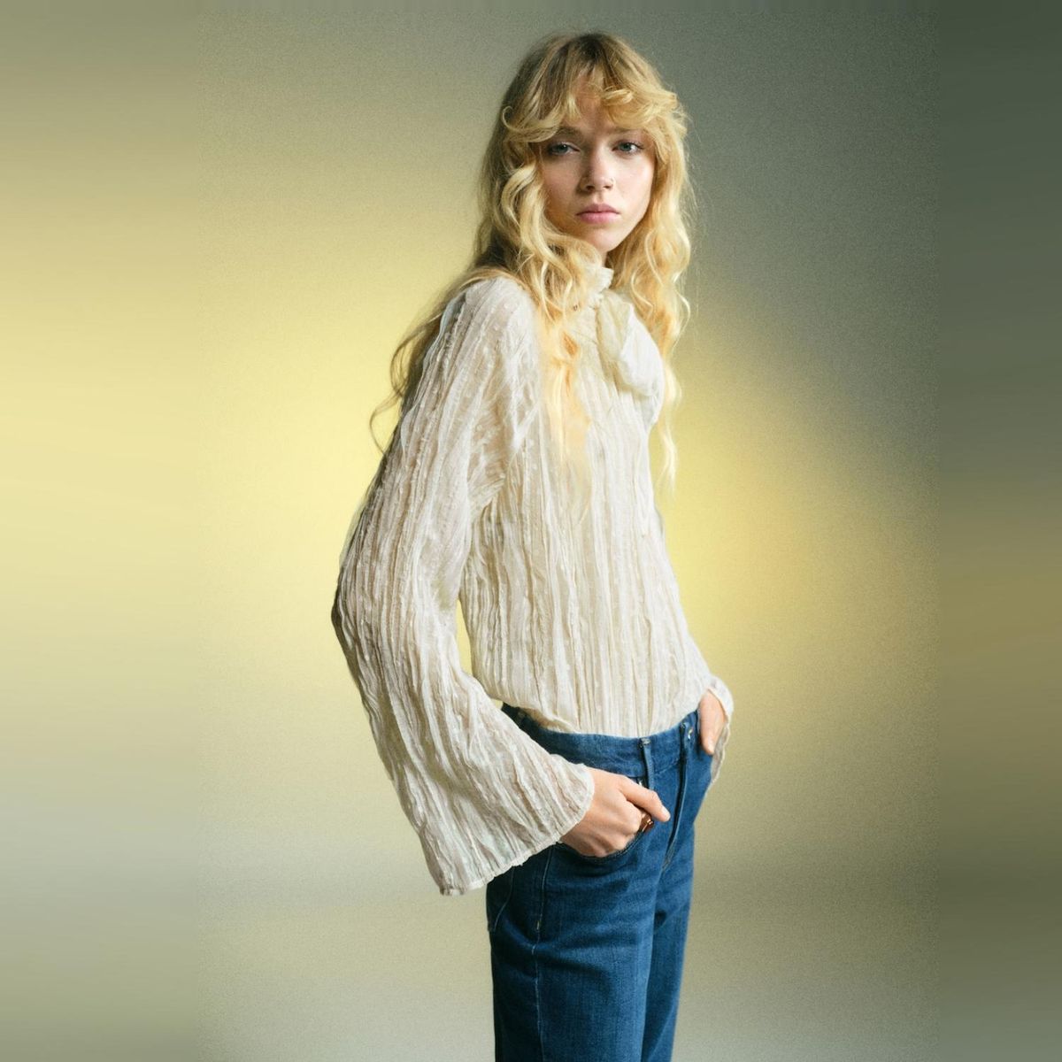 MANGO - Blusa Textura Lazo Mujer Mango