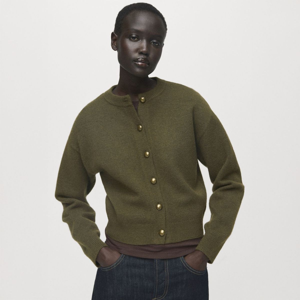 MANGO - Cárdigan Punto Grueso Botones Mujer Mango