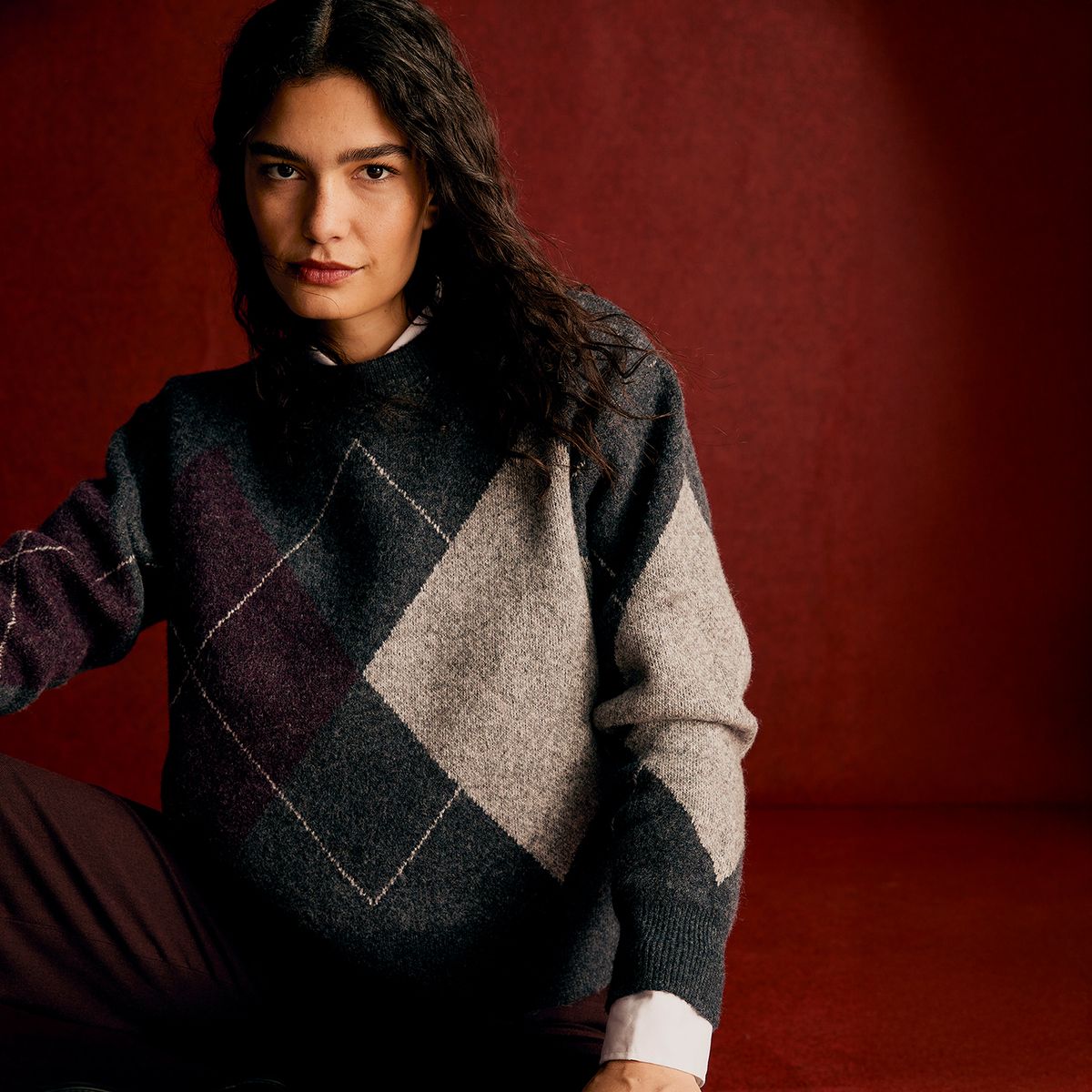 MANGO - Sweater Punto Rombos Mujer Mango