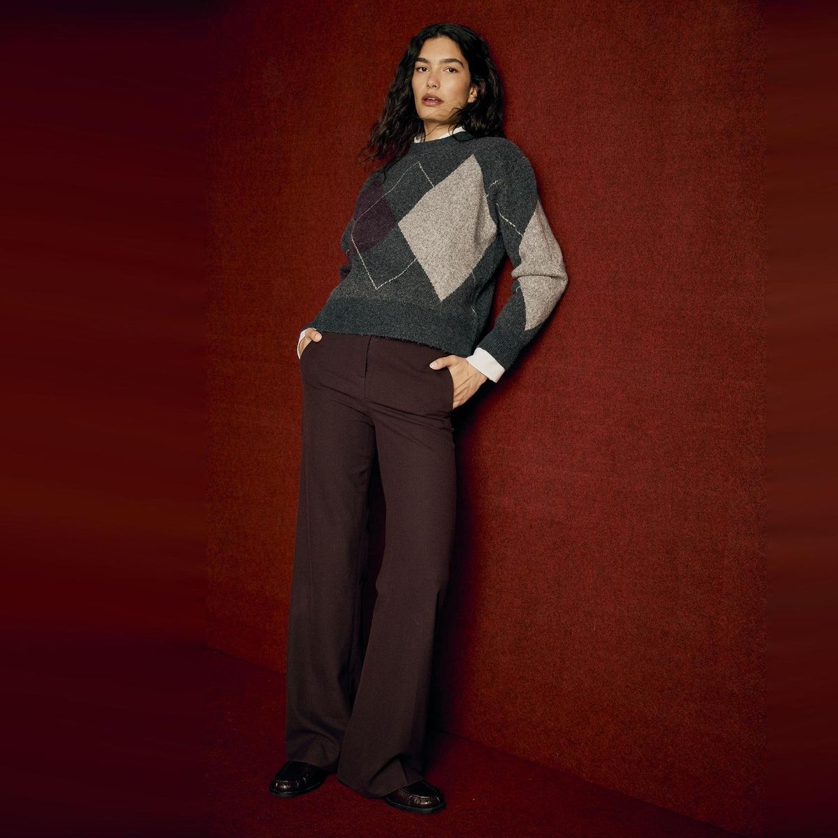 MANGO - Sweater Punto Rombos Mujer Mango