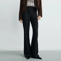 MANGO - Pantalón Flare Tiro Medio Mujer