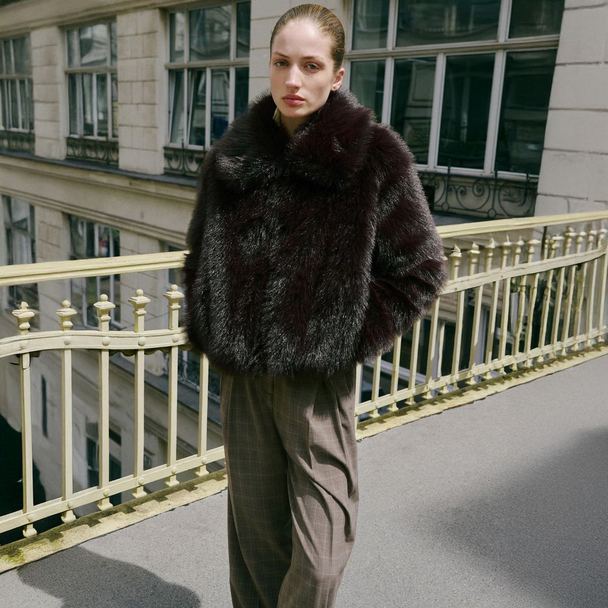 MANGO - Chaqueta Efecto Pelo Cremallera Mujer Mango