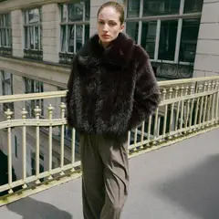 MANGO - Chaqueta Efecto Pelo Cremallera Mujer