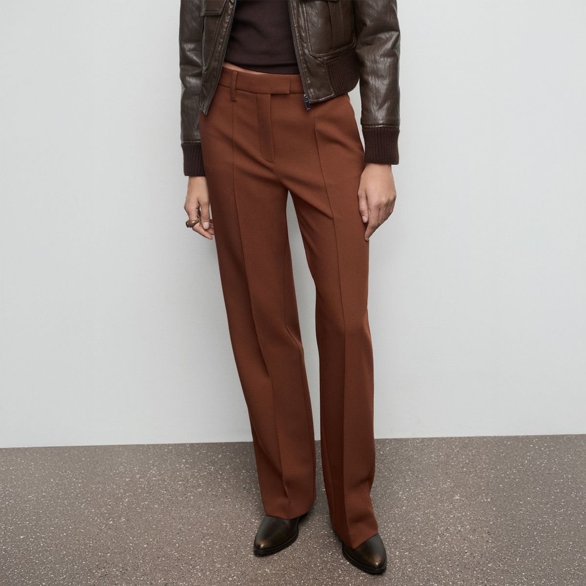 MANGO - Pantalón Recto Costuras Mujer Mango