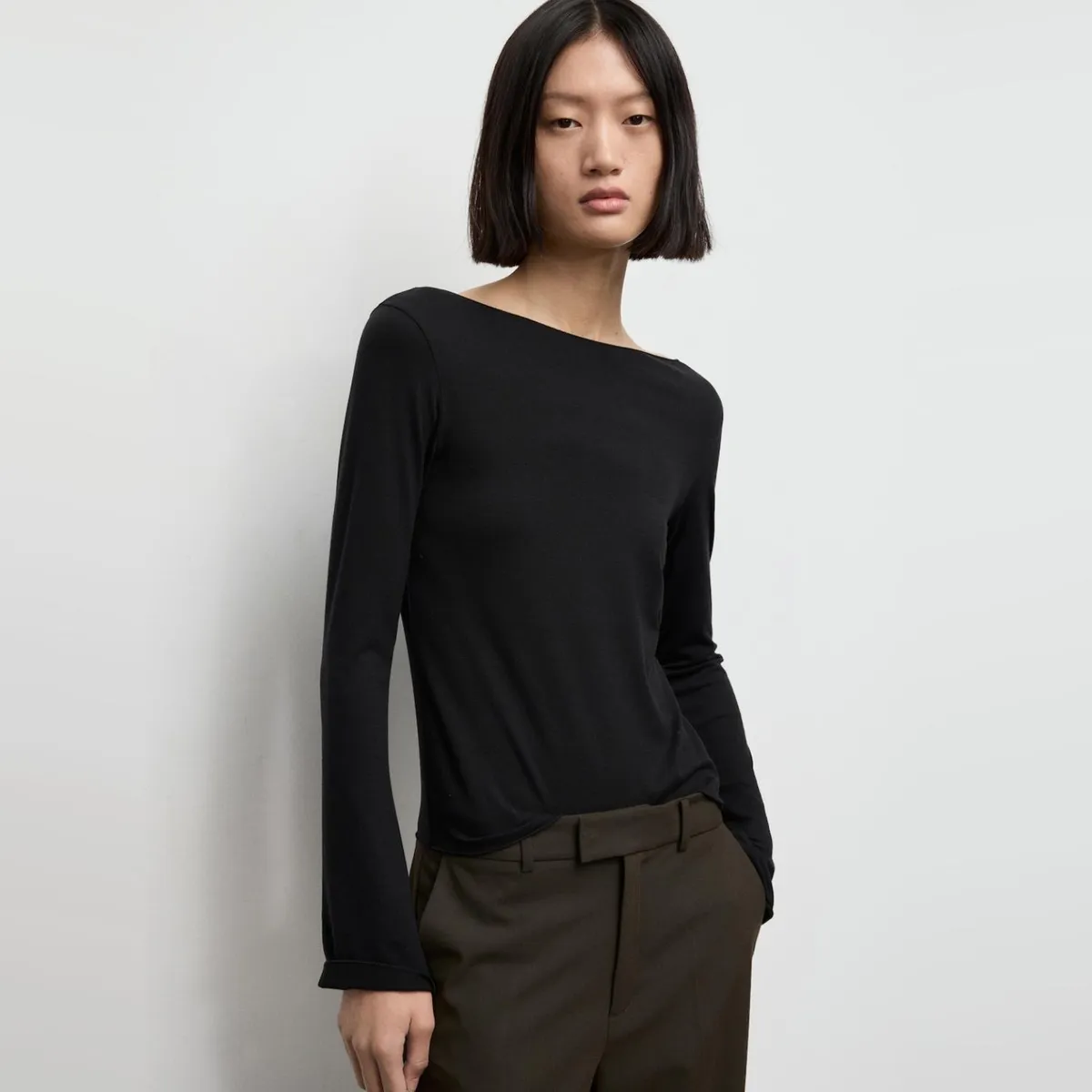 MANGO - Polera Cuello Barco Mujer Mango