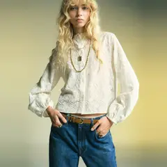 MANGO - Blusa Lyocell Bordada Mujer