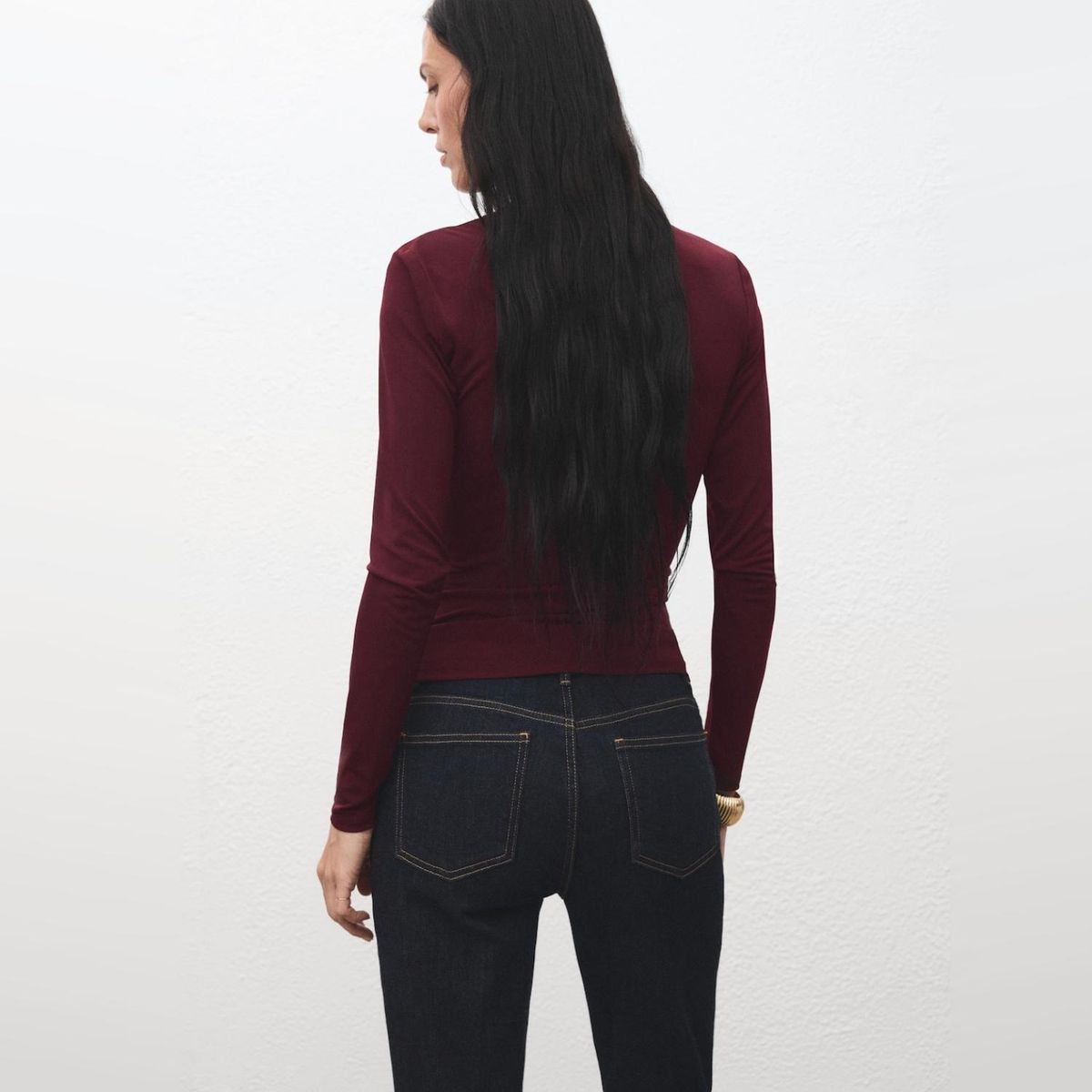 MANGO - Polera Drapeada Entallada Mujer Mango