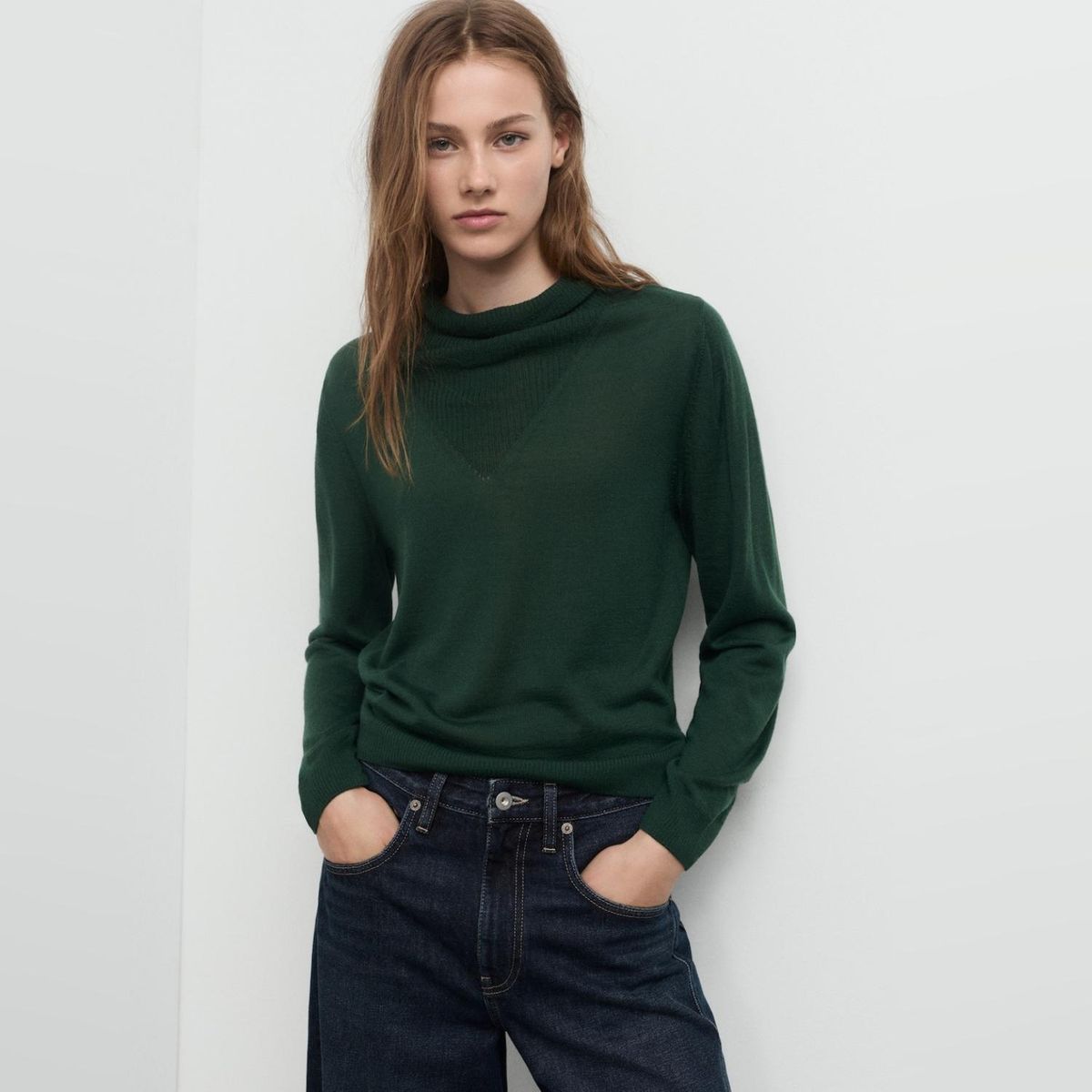 MANGO - Sweater Punto Cuello Drapeado Mujer Mango