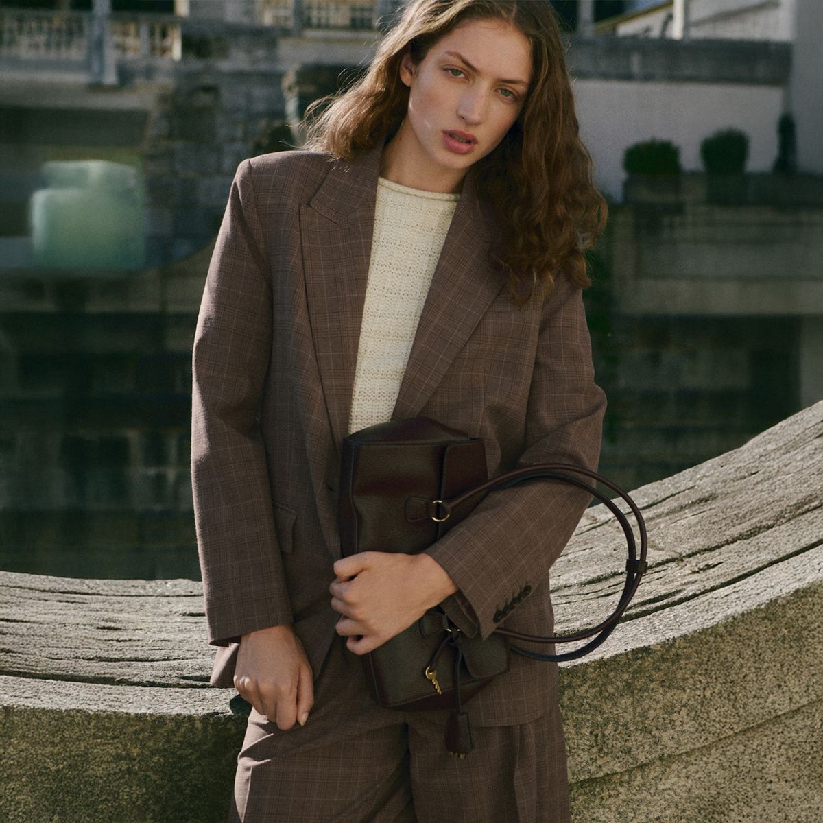 MANGO - Blazer Traje Cuadros Mujer Mango