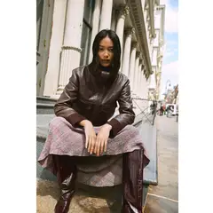 MANGO - Chaqueta Efecto Piel Cuello Vuelto Mujer