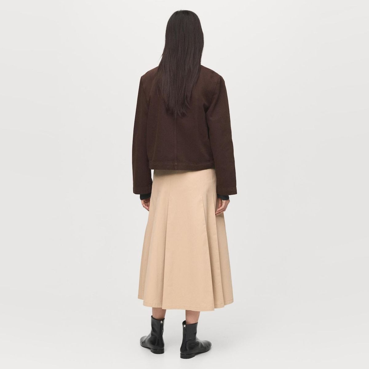 MANGO - Chaqueta Vaquera Cuello Efecto Piel Mujer Mango