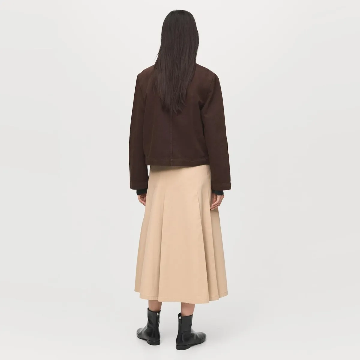 MANGO - Chaqueta Vaquera Cuello Efecto Piel Mujer Mango