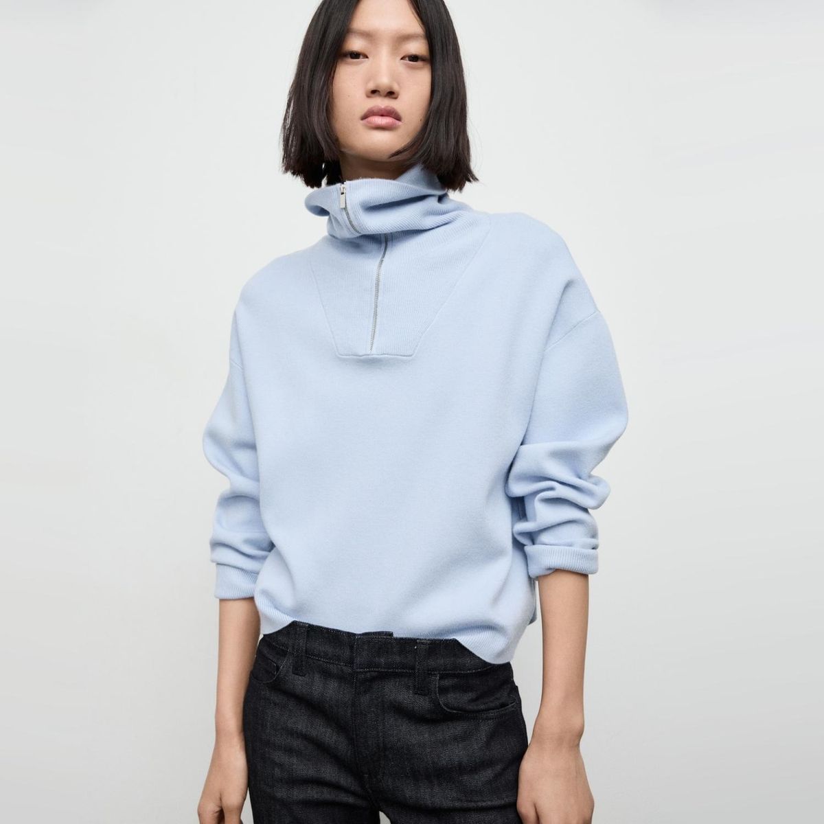 MANGO - Sweater Cuello Vuelto Cremallera Mujer Mango