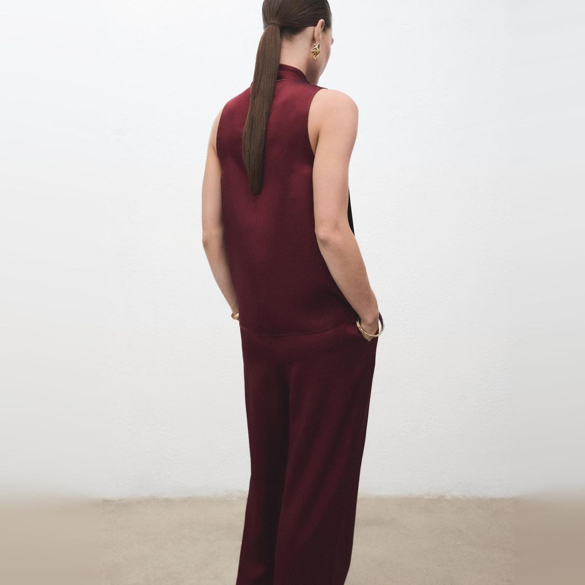 MANGO - Blusa Satinada Fular Mujer Mango