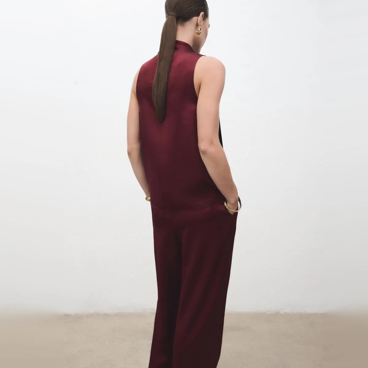 MANGO - Blusa Satinada Fular Mujer Mango