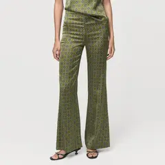MANGO - Pantalón Satinado Estampado Geométrico Mujer