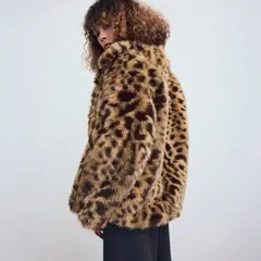 MANGO - Abrigo Leopardo Efecto Pelo Mujer