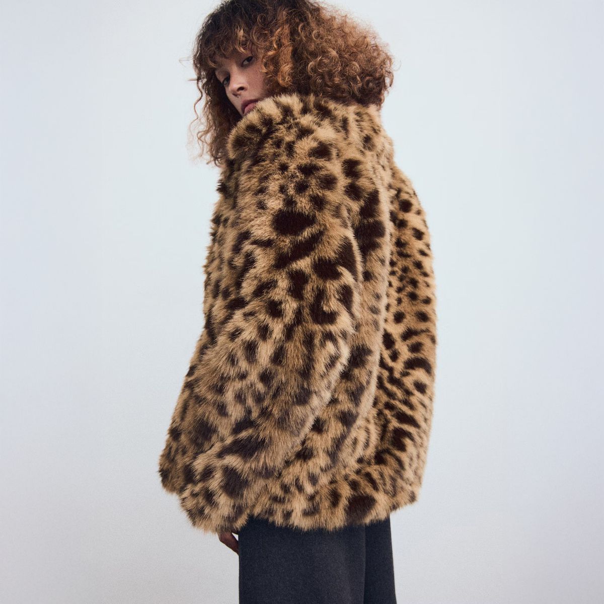 MANGO - Abrigo Leopardo Efecto Pelo Mujer Mango