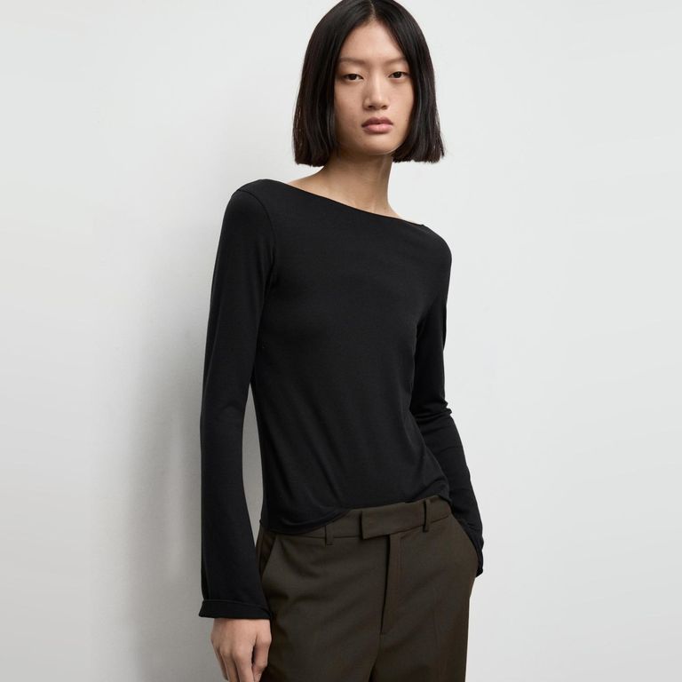MANGO Polera Cuello Barco Mujer