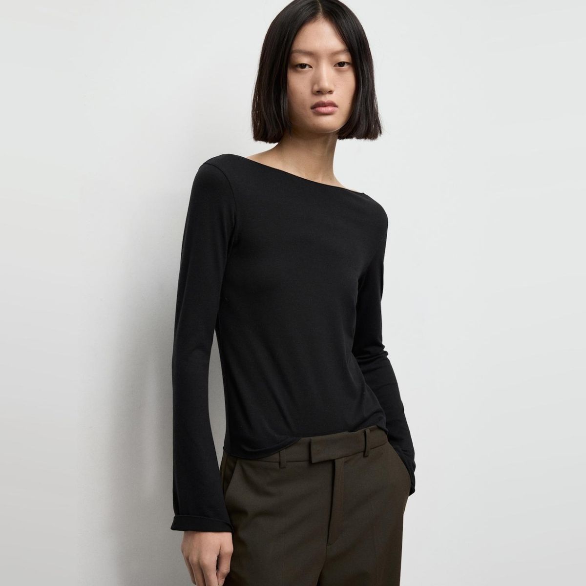 MANGO - Polera Cuello Barco Mujer Mango