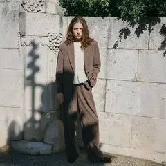 MANGO - Pantalón Traje Wide Leg Cuadros Mujer