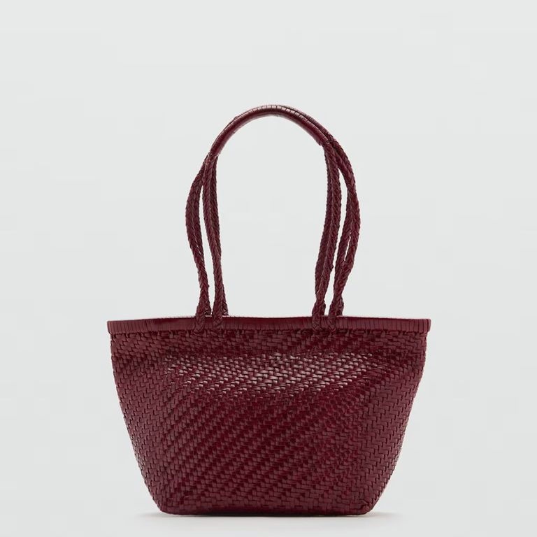 MANGO Bolso Mediano Piel Trenzado Mujer