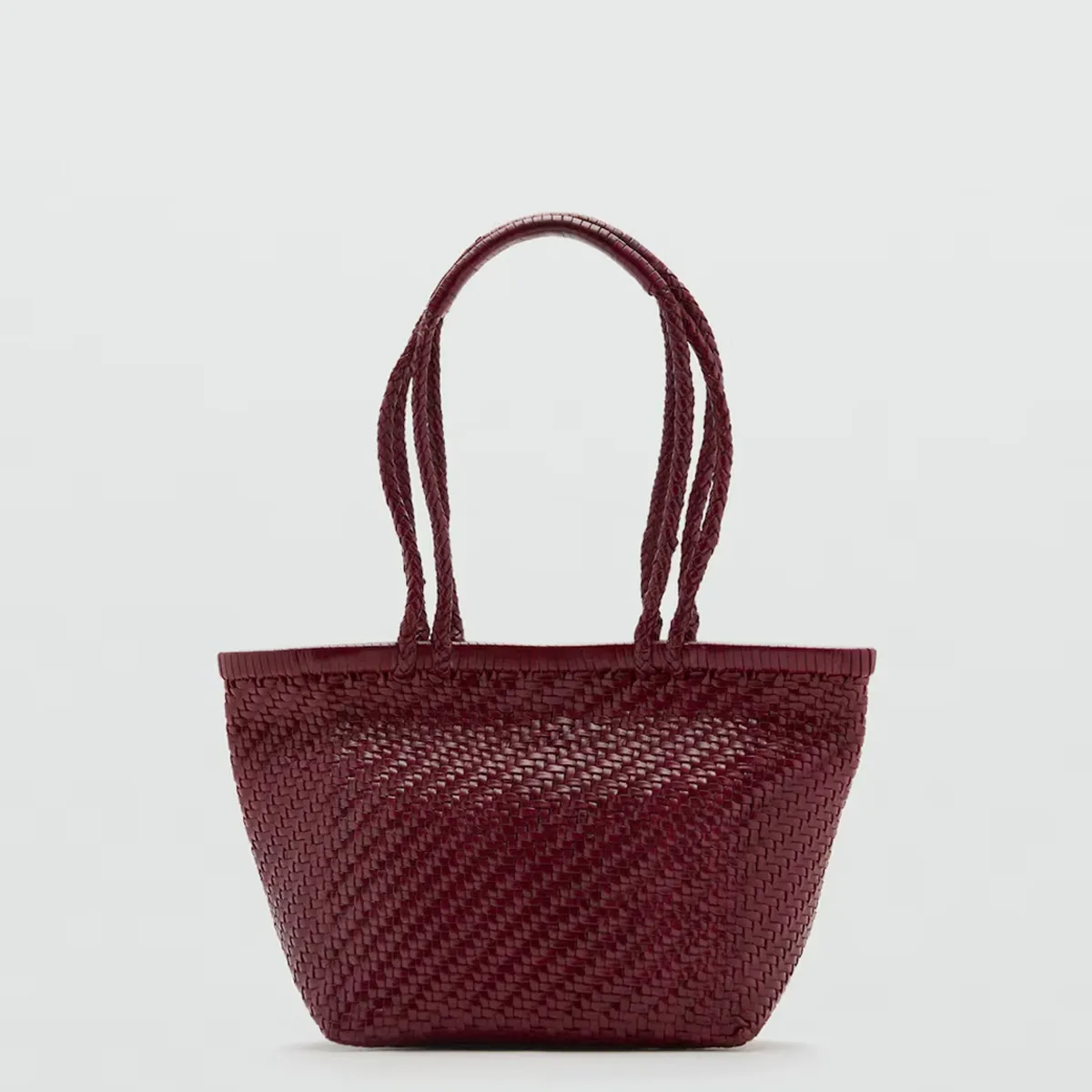 MANGO - Bolso Mediano Piel Trenzado Mujer Mango
