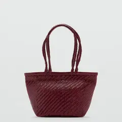 MANGO - Bolso Mediano Piel Trenzado Mujer
