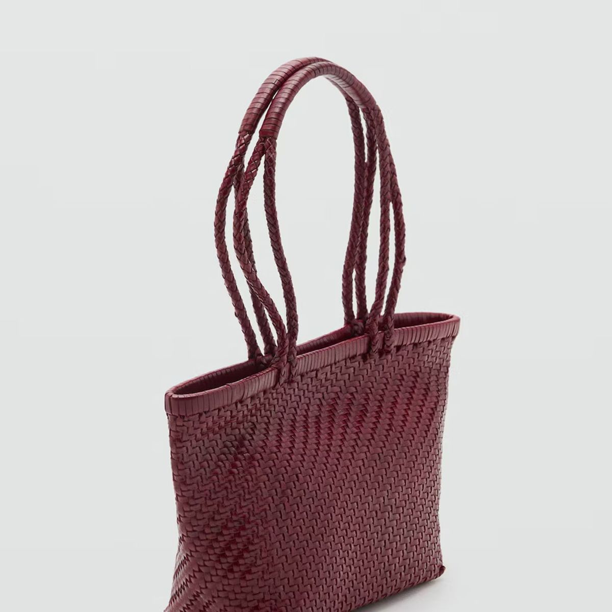 MANGO - Bolso Mediano Piel Trenzado Mujer Mango