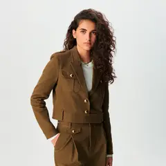 IKKS - Chaqueta Gabardina Corta Algodón Mujer