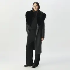 IKKS - Abrigo Detalle Cuello Piel Mujer