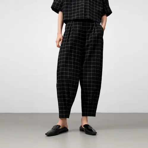 ADOLFO DOMINGUEZ - Pantalón Cuadros Algodón Mujer