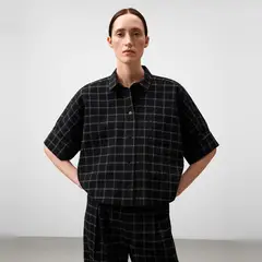 ADOLFO DOMINGUEZ - Camisa Manga Corta Cuadros Algodón Mujer