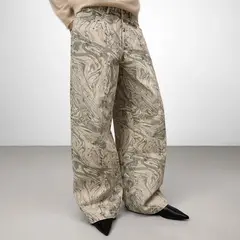 ADOLFO DOMINGUEZ - Pantalón Ancho Estampado 100% Algodón Mujer
