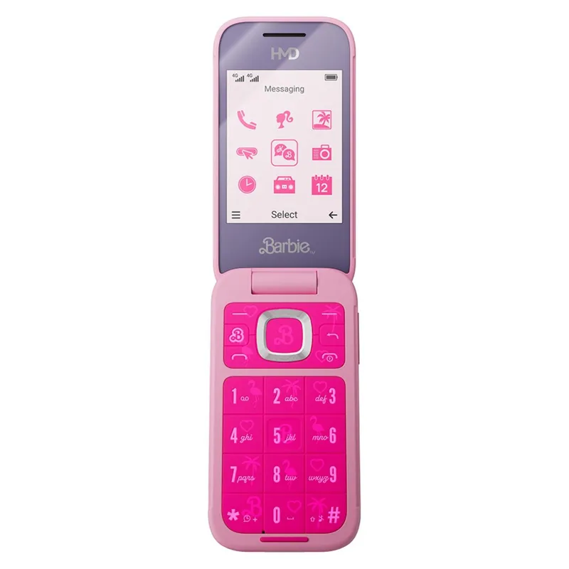 HMD - Celular Barbie Phone 128GB + Dos carcasas + Stickers y Charms HMD
