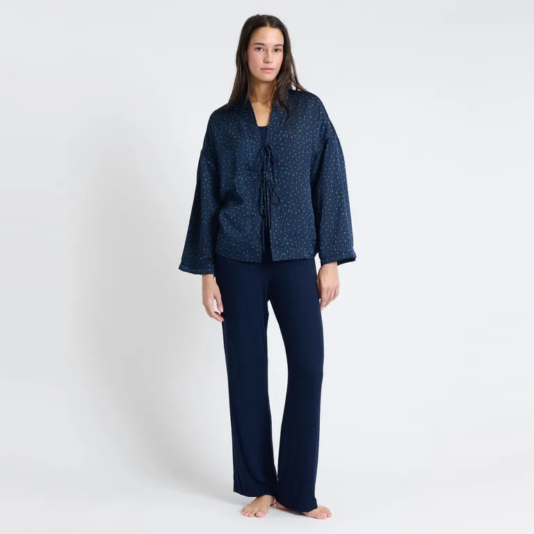 ETAM Set Pijama Satín 3 Piezas Myrtah Mujer