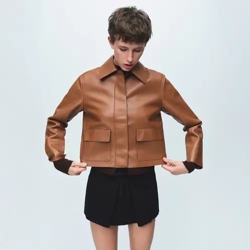 MANGO - Chaqueta Cuero Effect Mujer