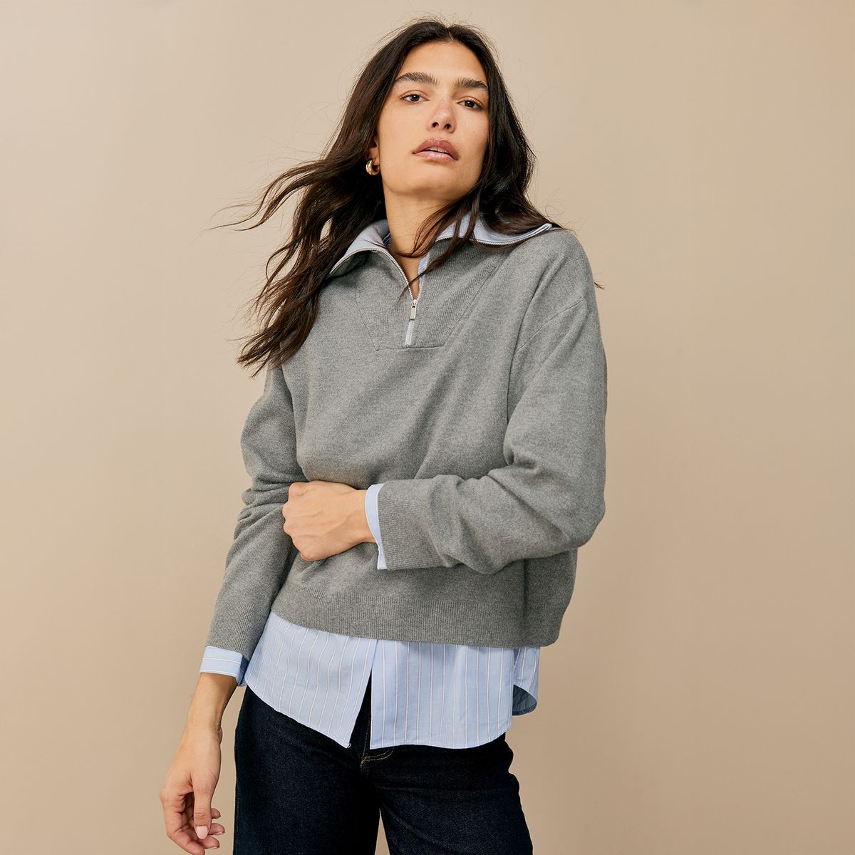 MANGO - Sweater Cuello Vuelto Cremallera Mujer Mango