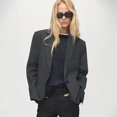 MANGO - Blazer Recta Bolsillos Solapa Mujer