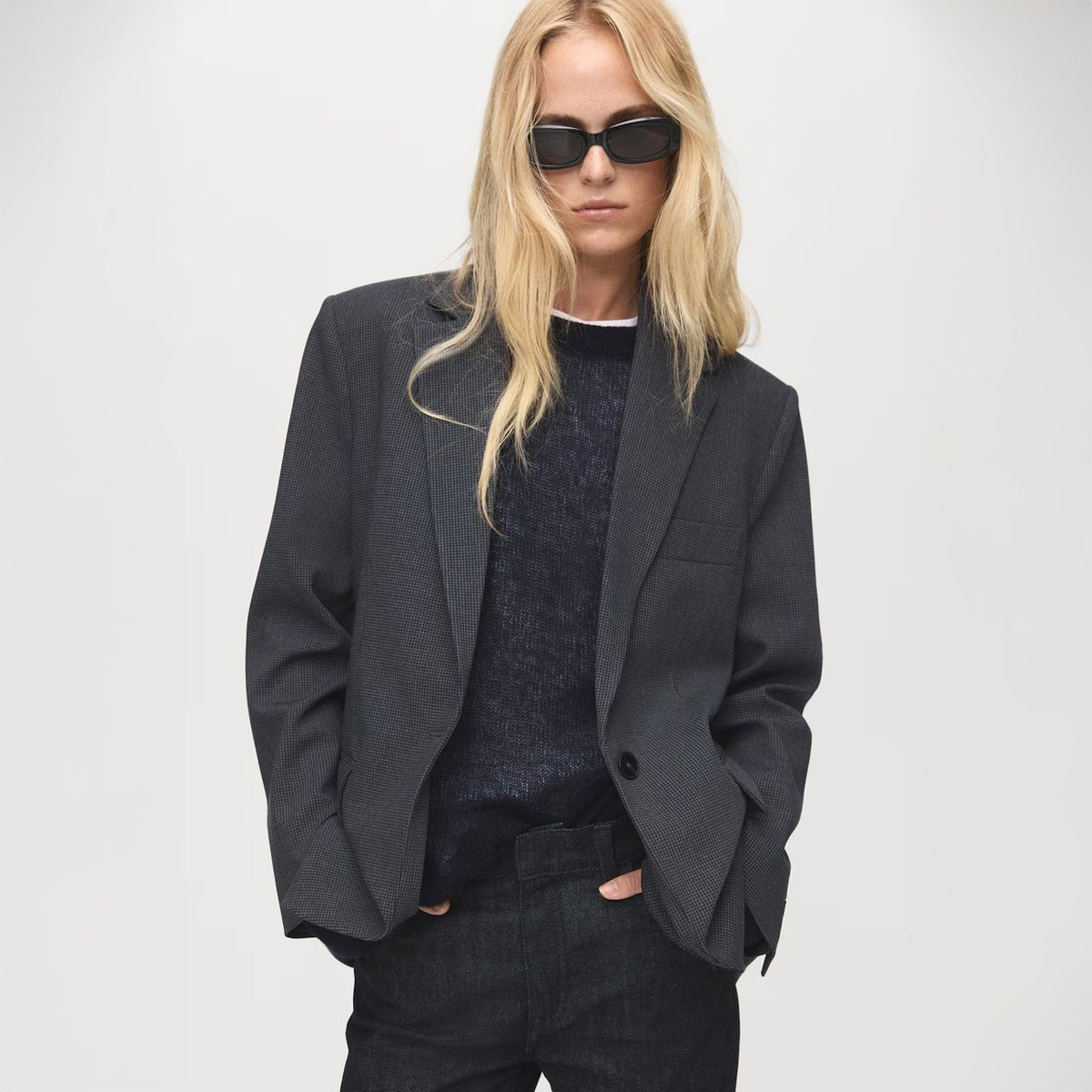 MANGO - Blazer Recta Bolsillos Solapa Mujer Mango