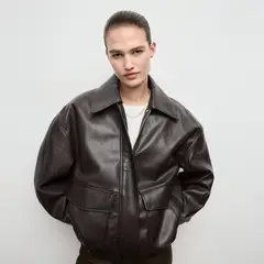 MANGO - Chaqueta Oversize Efecto Piel Mujer