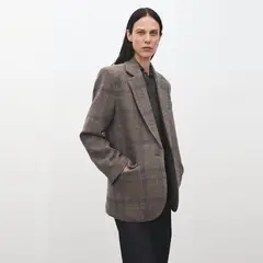 MANGO - Blazer Lana Cuadros Mujer