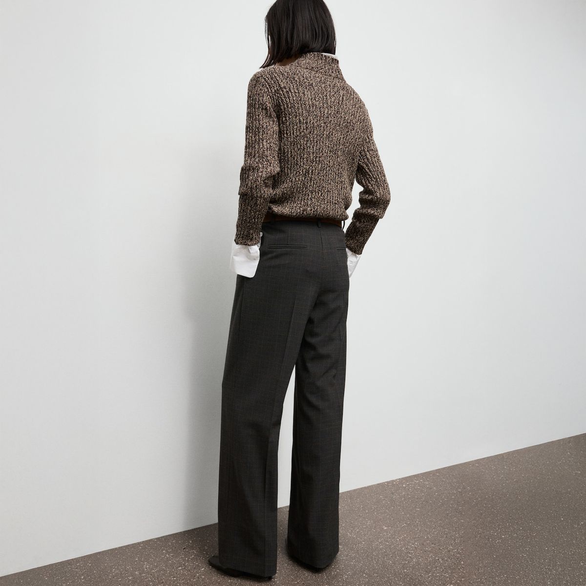 MANGO - Pantalón Cuadros Pinzas Mujer Mango