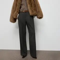 MANGO - Pantalón Cuadros Pinzas Mujer