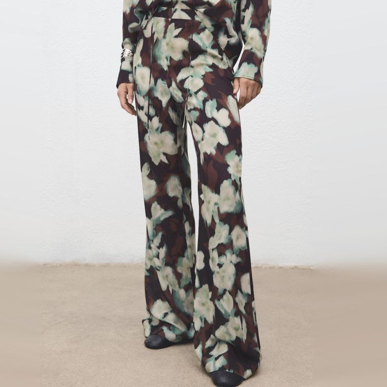 MANGO Pantalón Flare Estampado Mujer