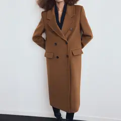 MANGO - Abrigo Lana Doble Botonadura Mujer