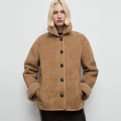 MANGO - Abrigo Efecto Piel Borreguito Mujer